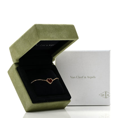 Van Cleef & Arpels 18K Rose Gold Carnelian Sweet Alhambra Heart Bracelet 5 of 5