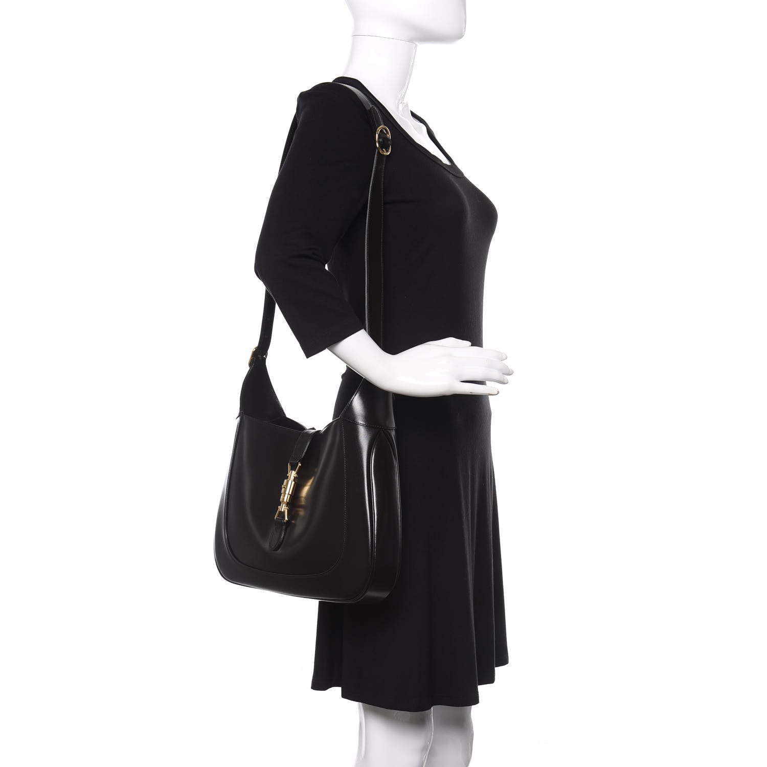 Gucci Boarded Dyana Lux Calfskin Medium Jackie 1961 Hobo Black 2 of 12