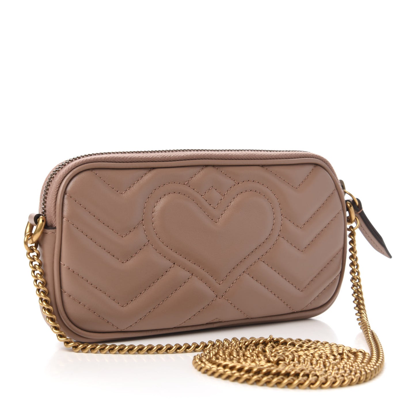Calfskin Matelasse Mini GG Marmont Chain Crossbody Bag Porcelain Rose