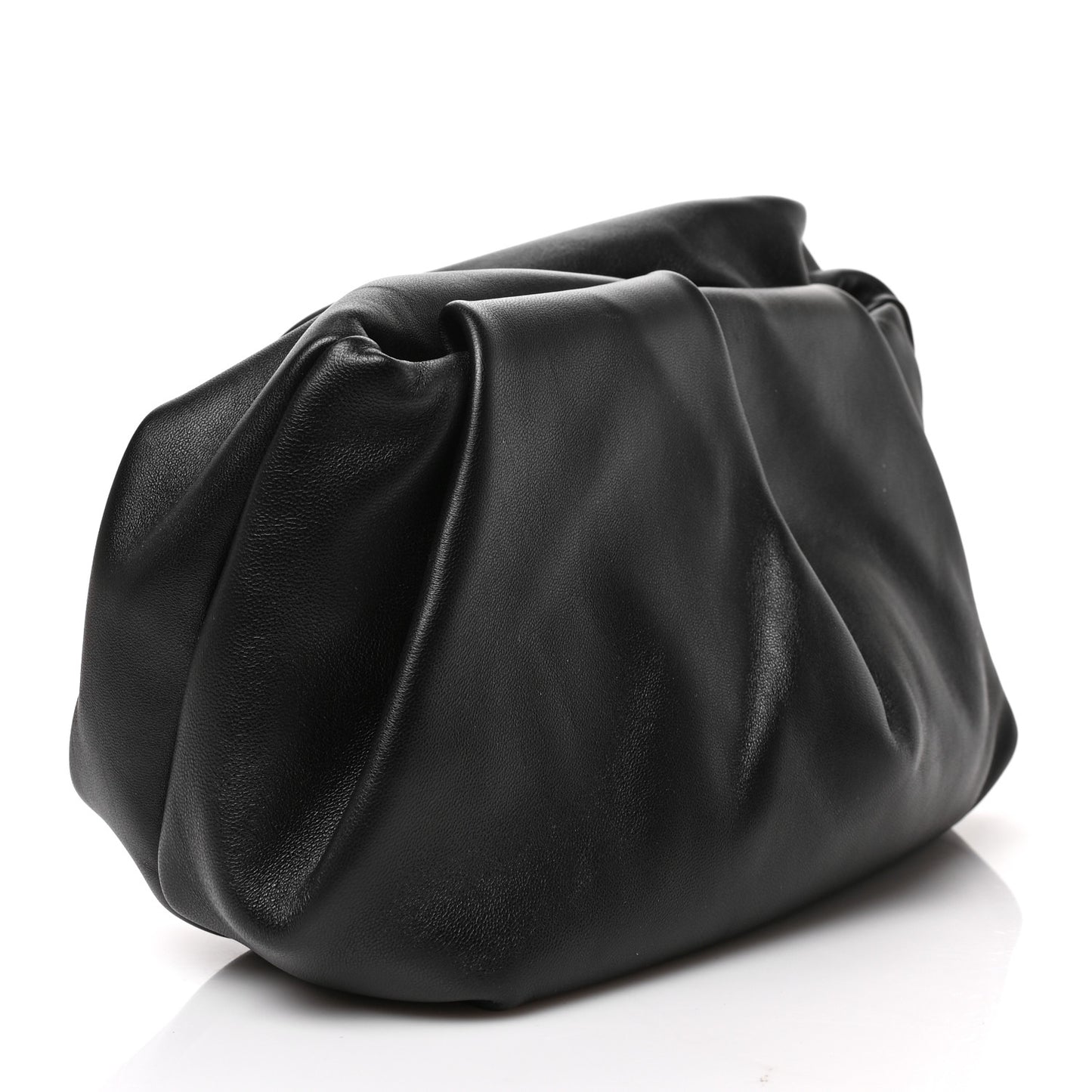 Smooth Calfskin Rose Clutch Black