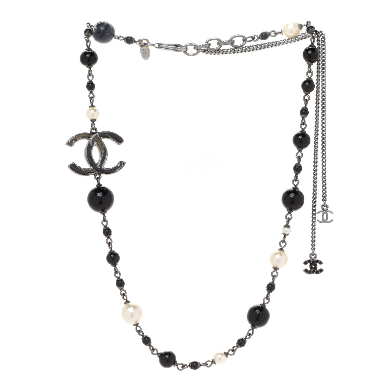 Chanel Beaded CC Short Necklace Ruthenium Black 3 of 6