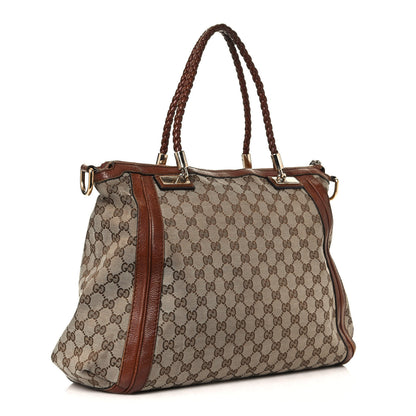 Gucci Monogram Cellarius Calfskin Large Bella Top Handle Bag Beige Ebony Cuir 3 of 20