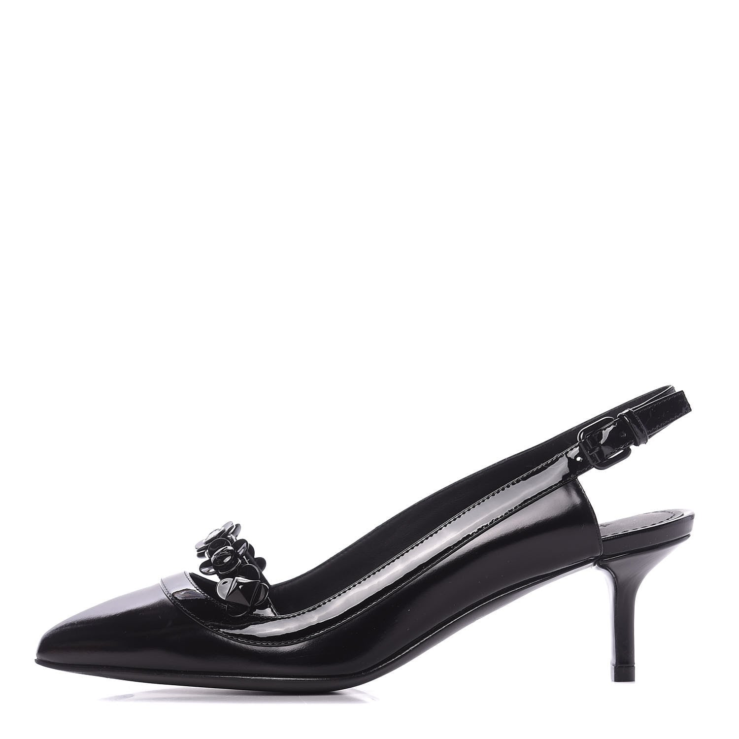 Louis Vuitton Patent Calfskin Slingback Pumps 35 Black 1 of 9