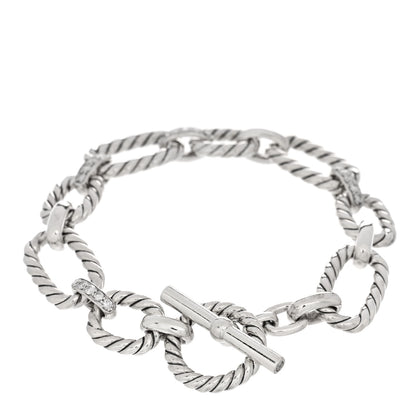 David Yurman Sterling Silver Diamond 12.5mm Cushion Link Bracelet 2 of 3