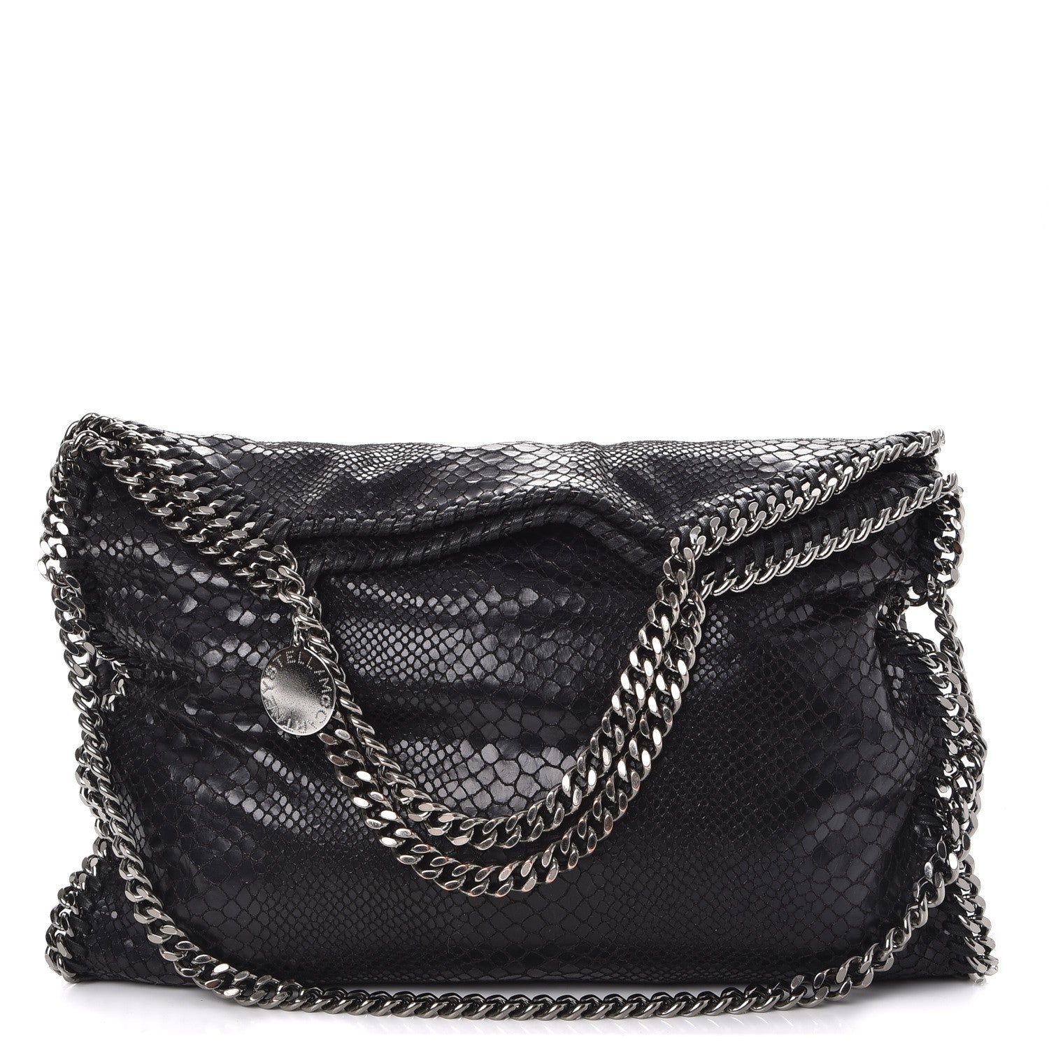 Stella McCartney Snakeskin Effect Falabella Fold Over Tote Black 1 of 6