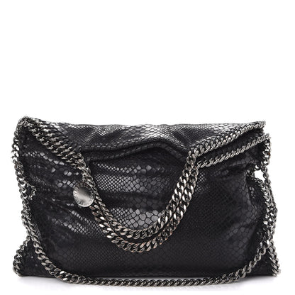 Stella McCartney Snakeskin Effect Falabella Fold Over Tote Black 1 of 6