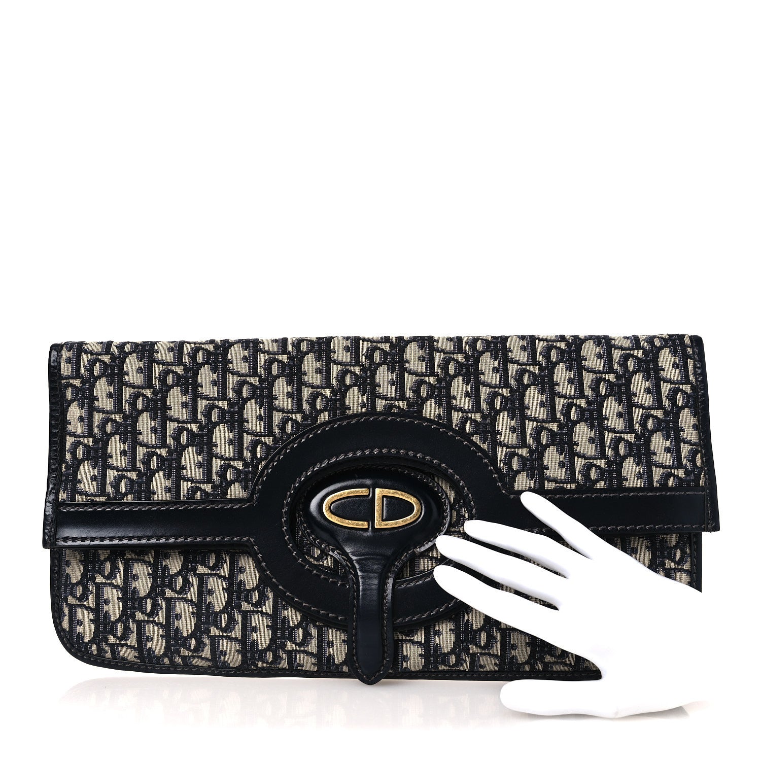 Christian Dior Oblique Fold Over Clutch Blue 2 of 9