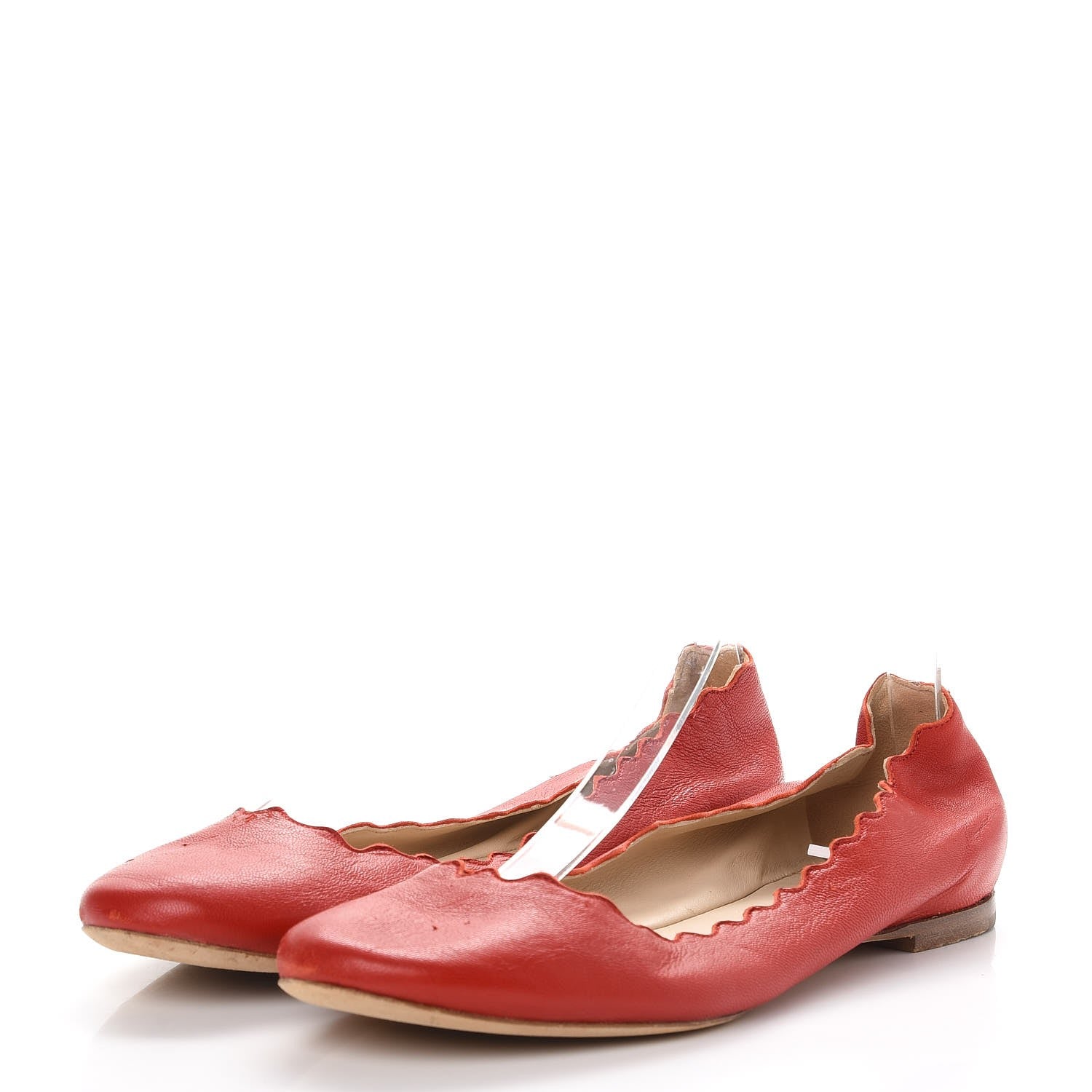 Chloe Nappa Leather Lauren Ballet Flats 36 Red 3 of 10