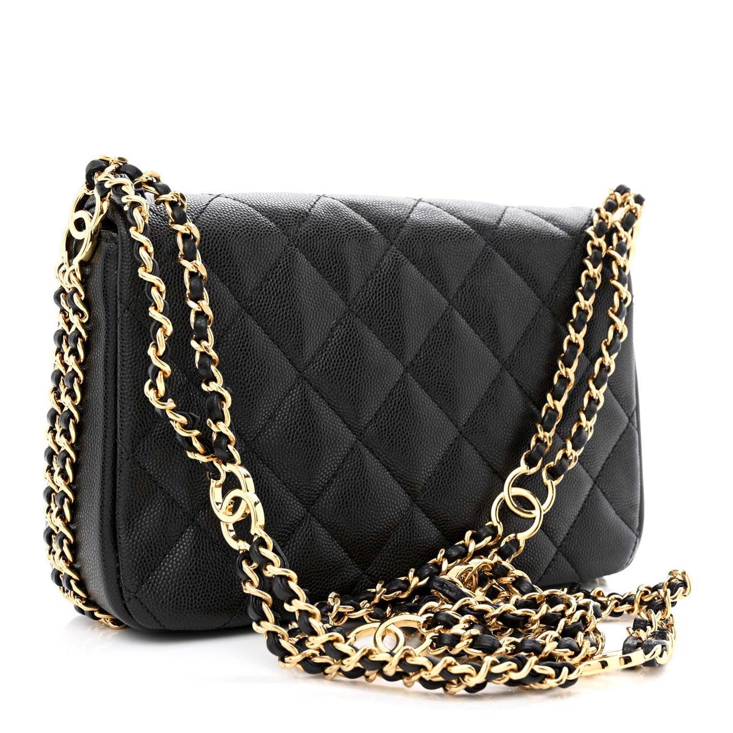 Caviar Quilted Mini CC You Flap Black