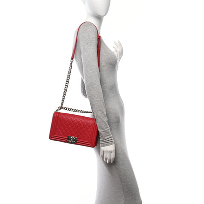 Chanel Caviar Quilted Medium Boy Flap Red 2 of 10