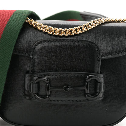 Gucci Azalea Calfskin Web Monochrome Horsebit 1955 Wallet On Strap Black 8 of 10