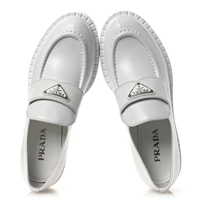 Prada Spazzolato Triangle 50mm Loafers 41 White 2 of 12