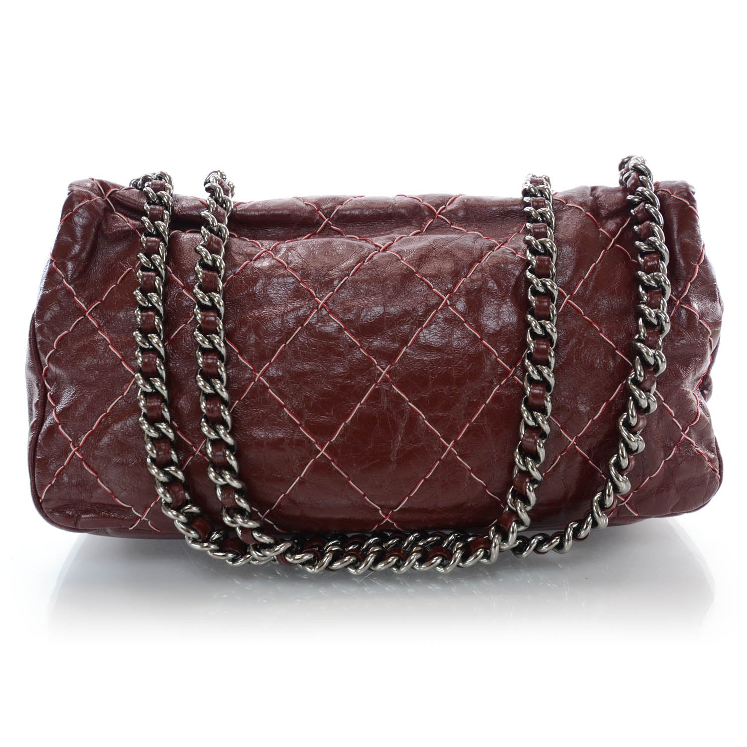 Chanel Glazed Goatskin Double Stitch Flap Rouge 3 of 8