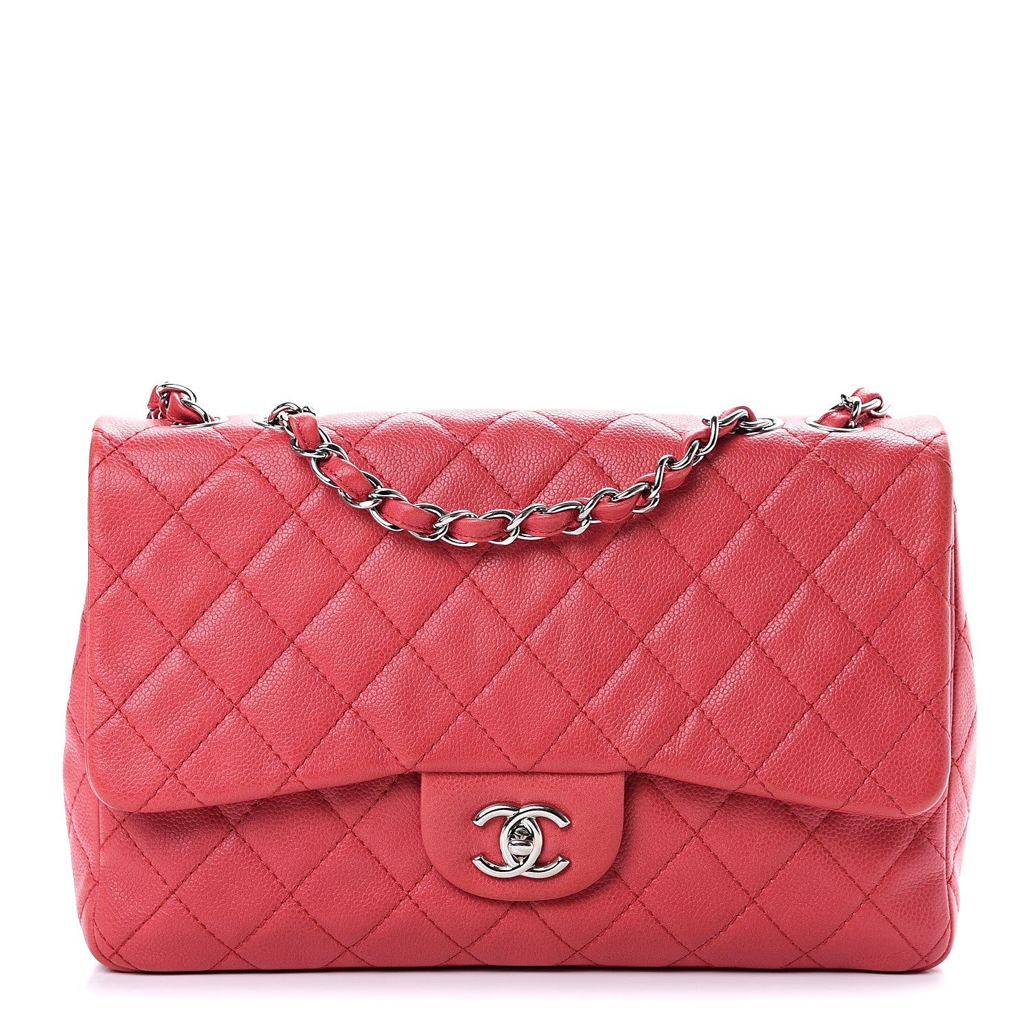 Chanel Washed Caviar Quilted Jumbo Single Flap Fuchsia 1 of 14