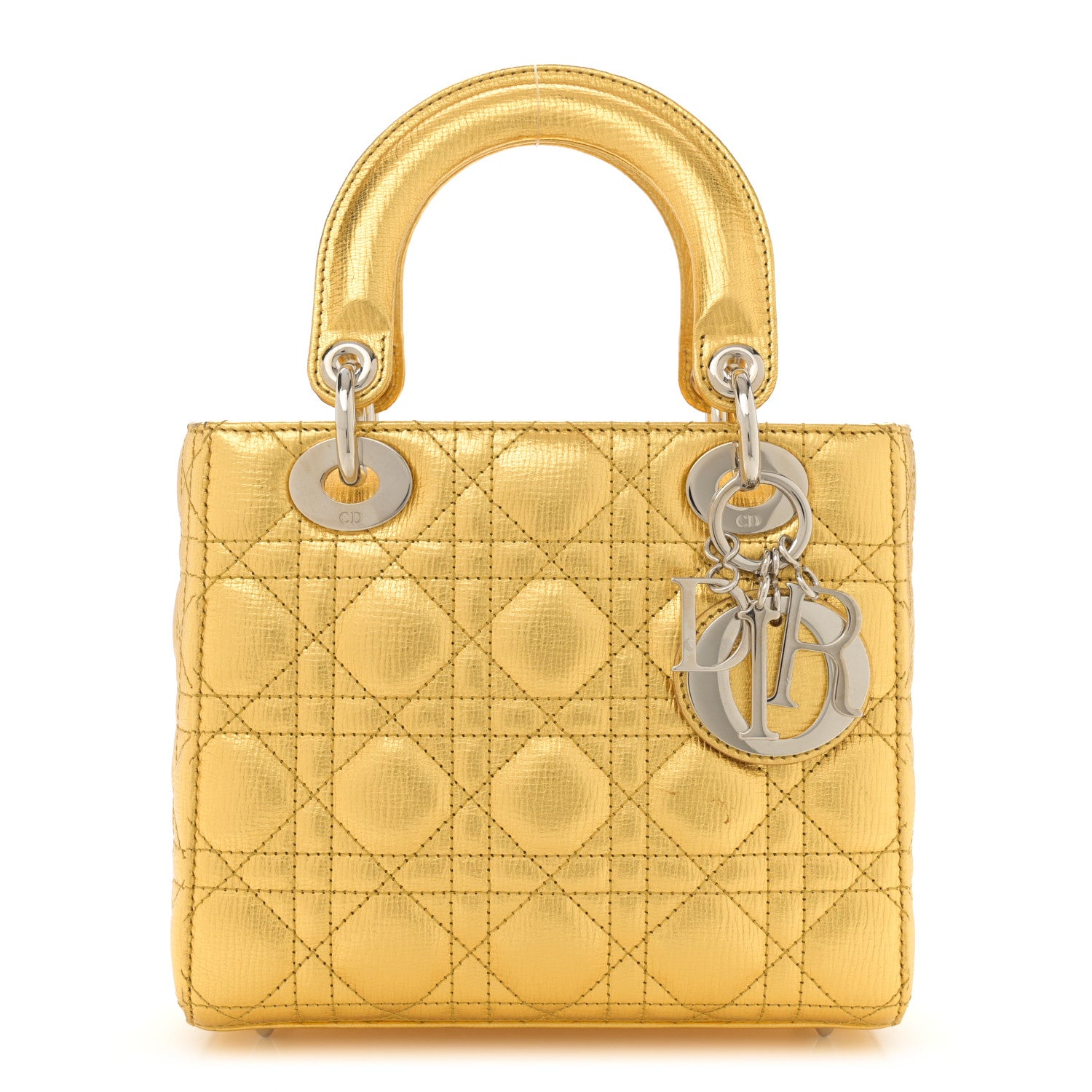 Christian Dior Metallic Grained Calfskin Cannage Small Lucky Badges My Lady Dior Gold 1 of 13
