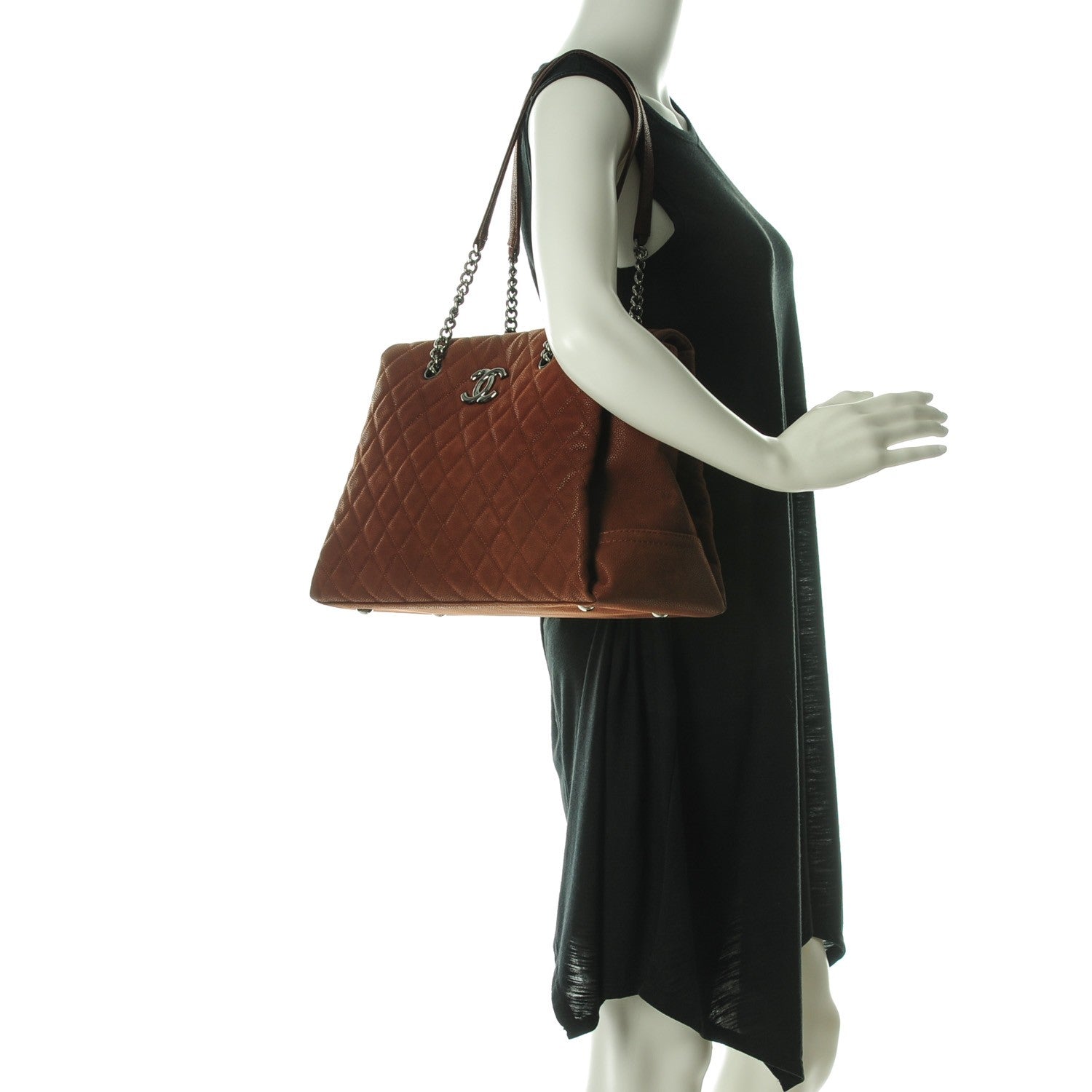 Chanel Iridescent Caviar Quilted Lady Pearly Tote Brown 2 of 7