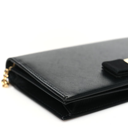 Salvatore Ferragamo Hammered Calfskin Vara Wallet On Chain Black 8 of 10