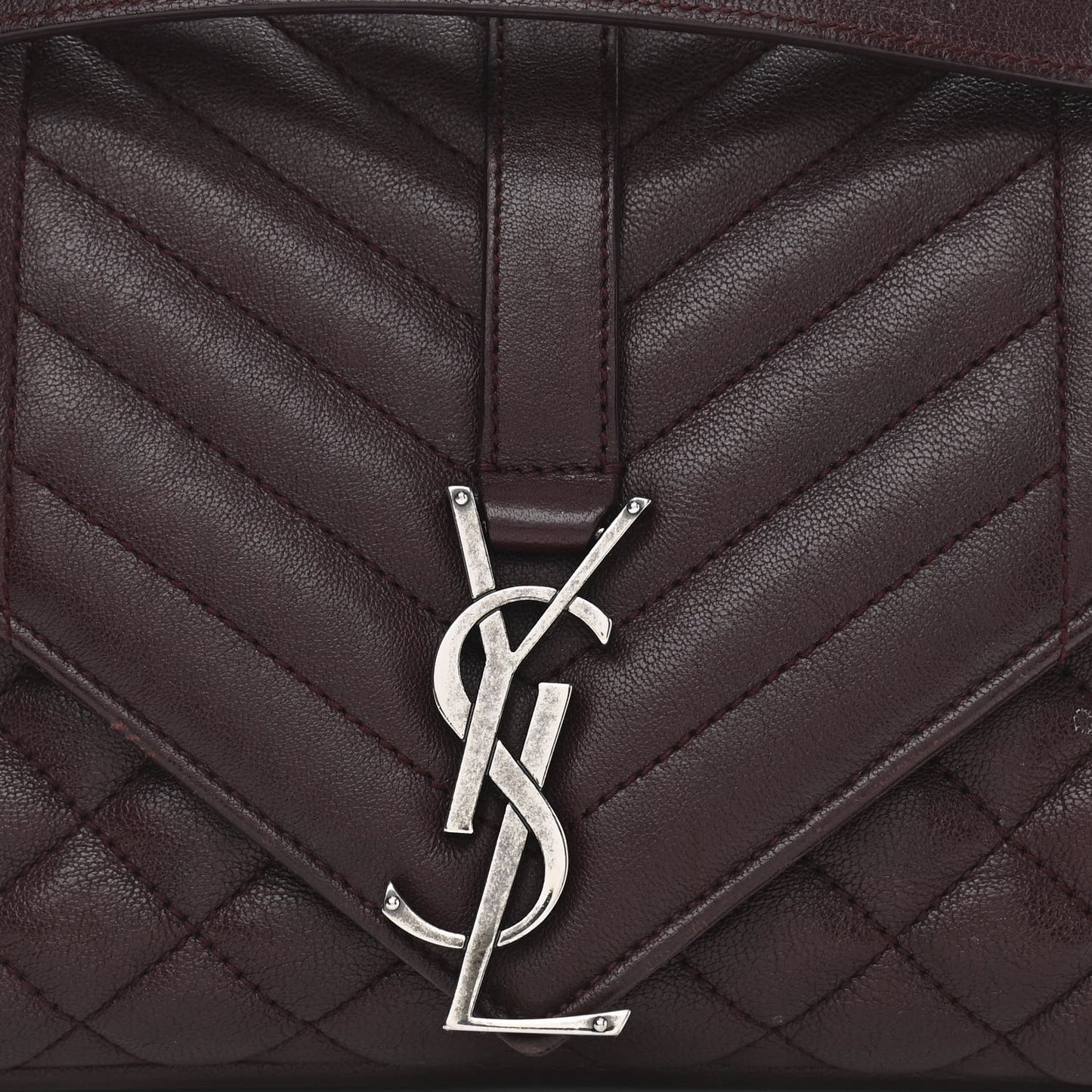 Sheepskin Tri-Quilt Monogram Medium College Bag Bordeaux