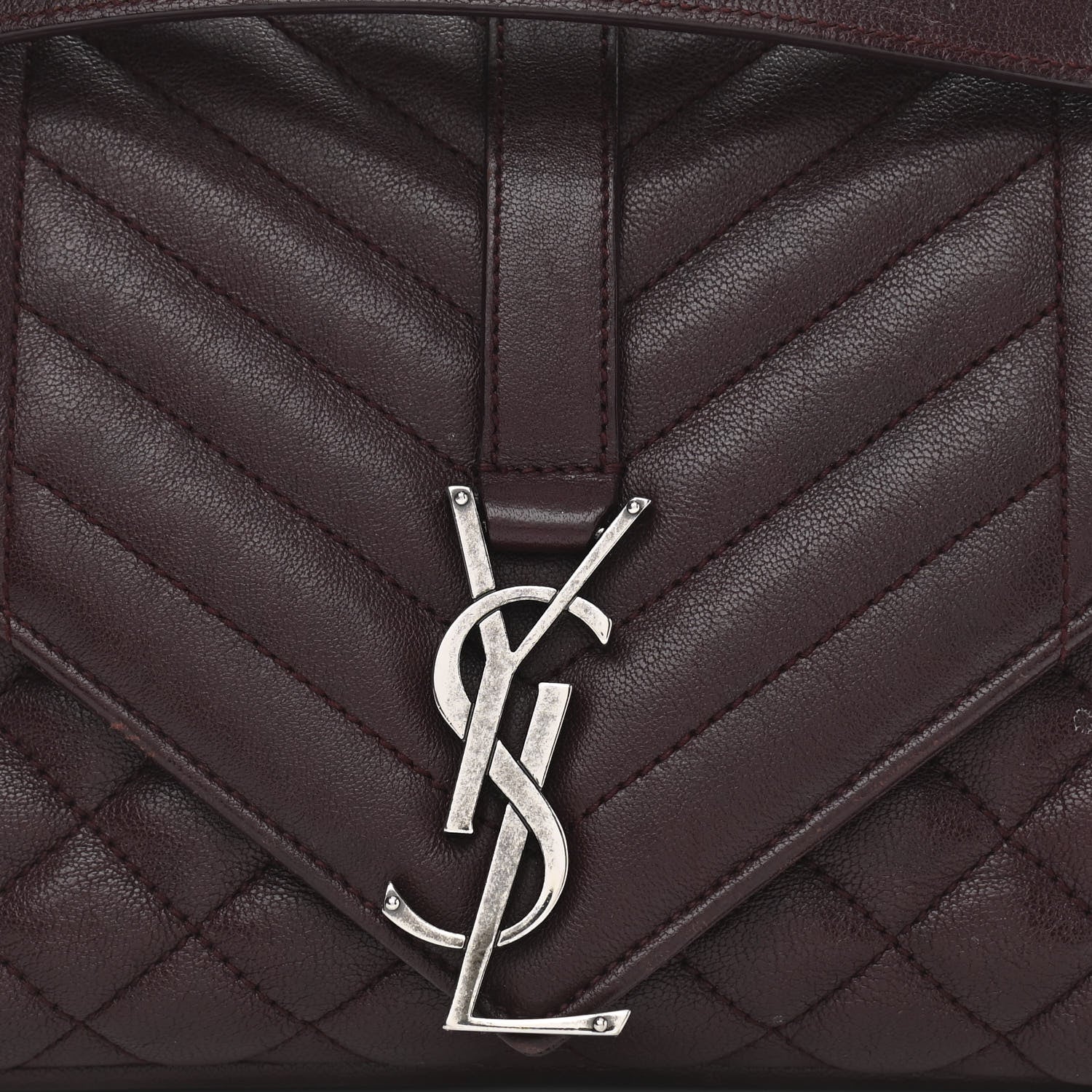 Saint Laurent Sheepskin Tri-Quilt Monogram Medium College Bag Bordeaux 9 of 14