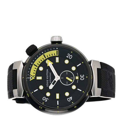Louis Vuitton Stainless Steel Rubber 44mm Tambour Street Diver Automatic Watch Black 2 of 5