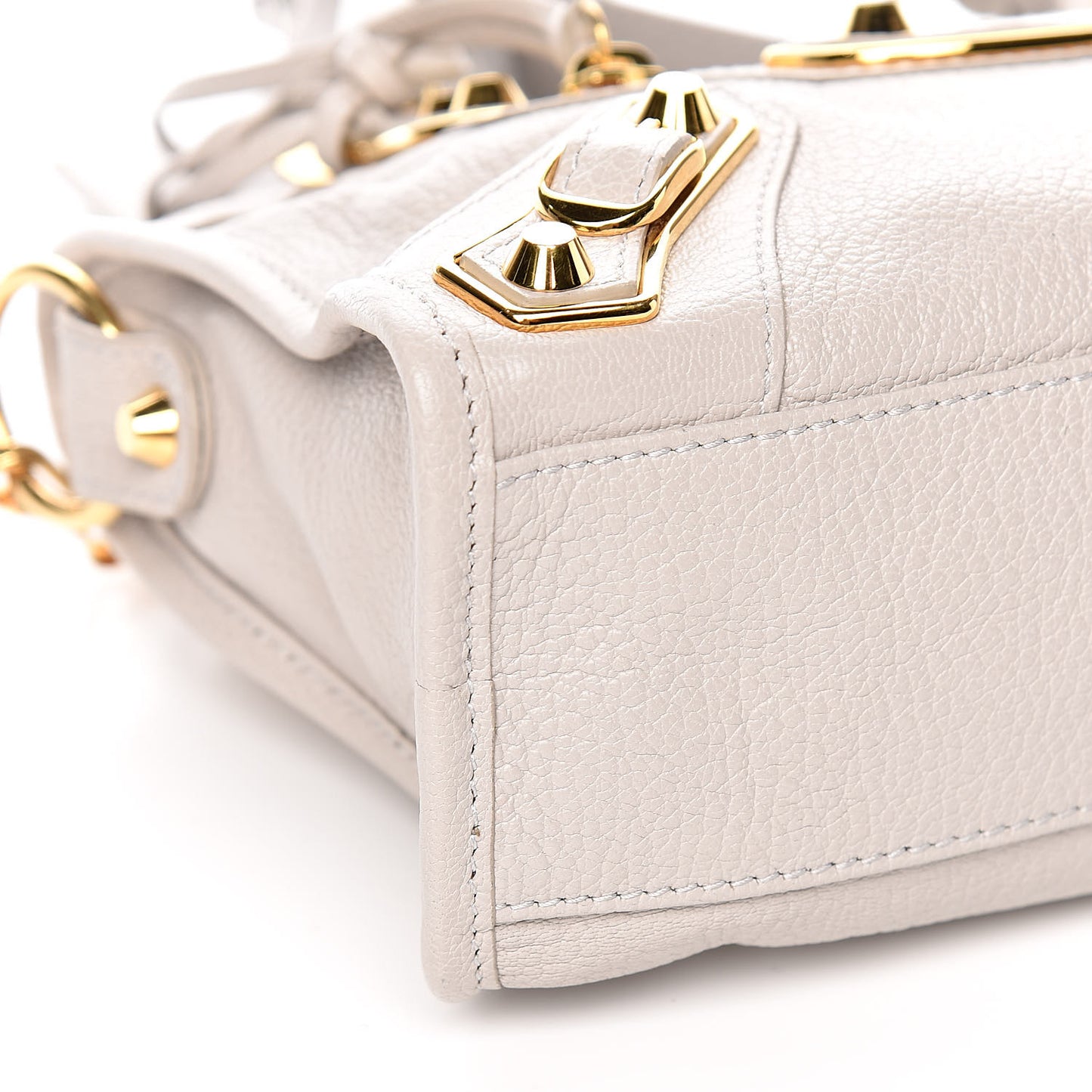 Chevre Gold Metallic Edge Hardware Mini City Gris Clair Gris Perle