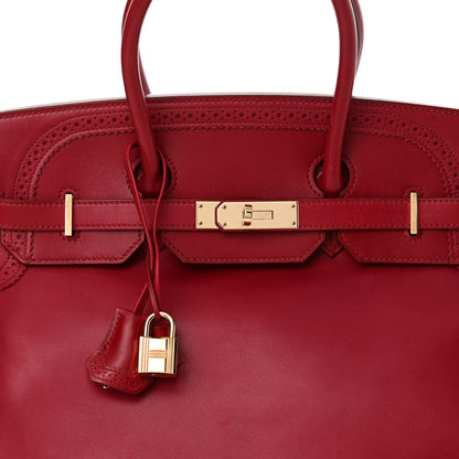 Hermes Tadelakt Ghillies Birkin 35 Rubis 8 of 20