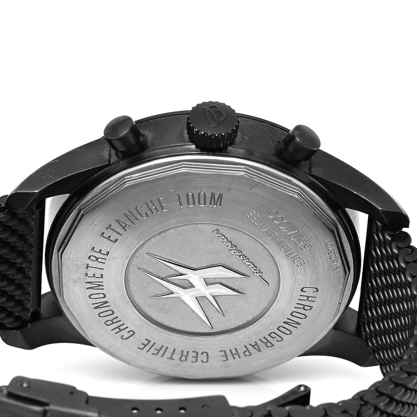 PVD Stainless Steel 46mm Transocean Unitime Chronograph Automatic Watch Black MB0510