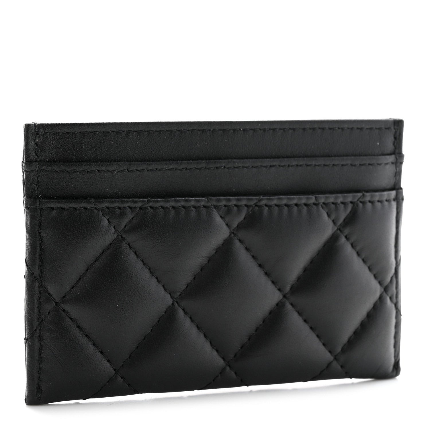 Chanel Aged Calfskin Quilted Lucky Charms Reissue Card Holder Black 6 of 17