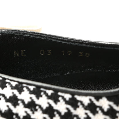 Christian Dior Wool Ribbon Houndstooth J'Adior Slingback Ballet Flats 38 Black White 8 of 14