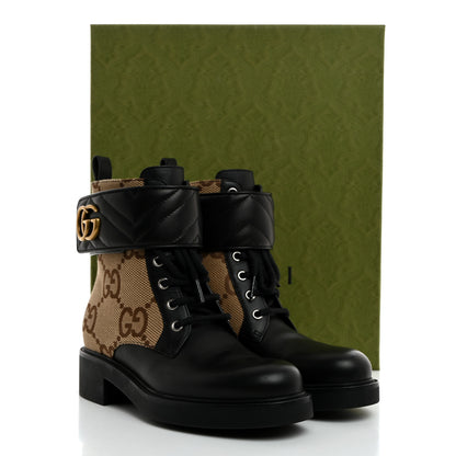 Gucci Flores Calfskin Monogram Maxi GG Nappa Matelasse Double G 40mm Ankle Boots 36.5 Black Camel Ebony 9 of 9
