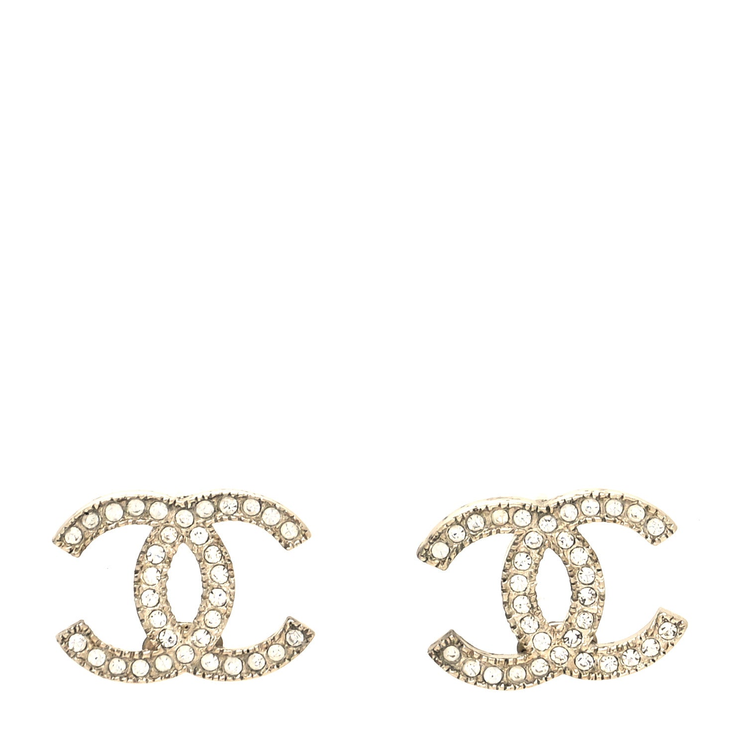 Chanel Crystal Timeless CC Earrings Light Gold 1 of 4