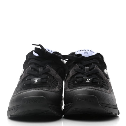 Chanel Mesh Suede Grained Calfskin Womens CC Sneakers 41 Black White 2 of 7
