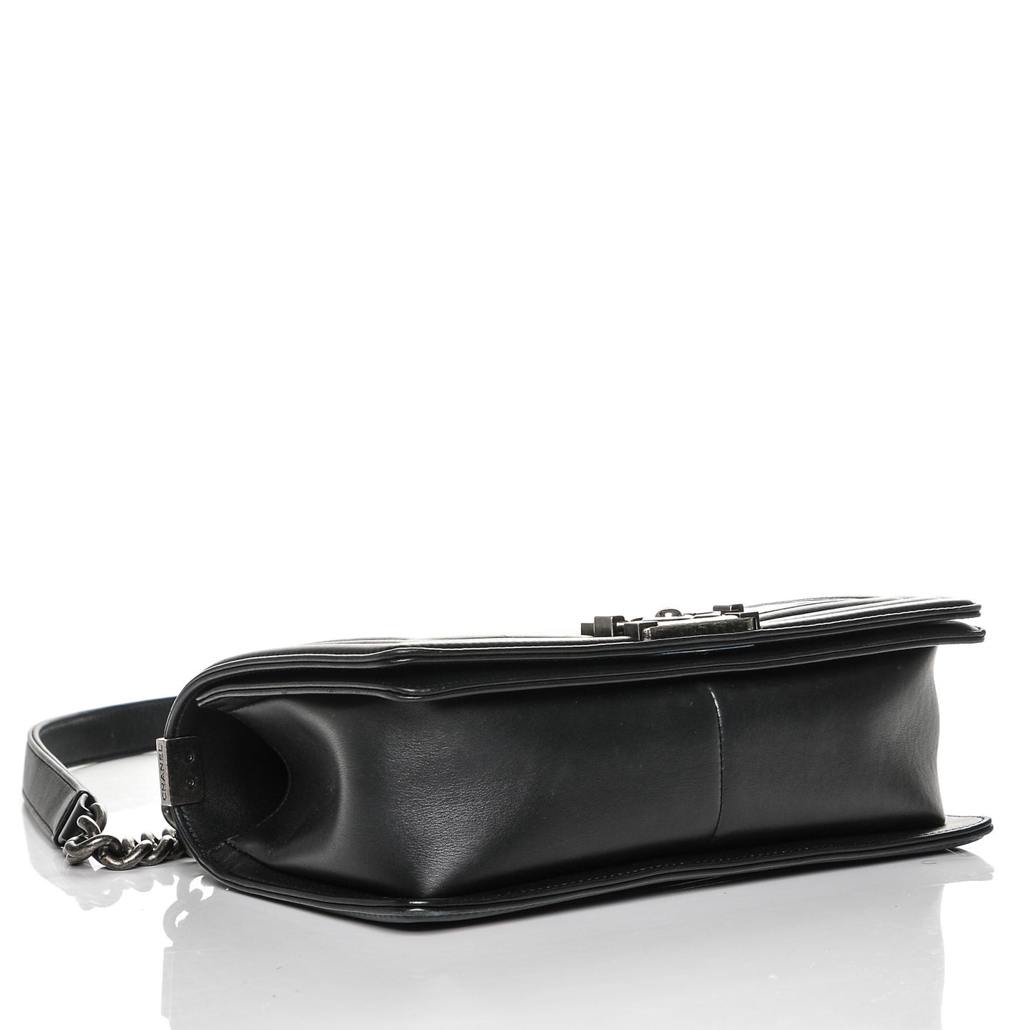 Calfskin Horizontal Quilted Medium Boy Flap Black