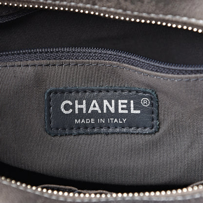Chanel Metallic Caviar Chevron Quilted Medium Gabrielle Hobo Dark Silver Gold 5 of 10
