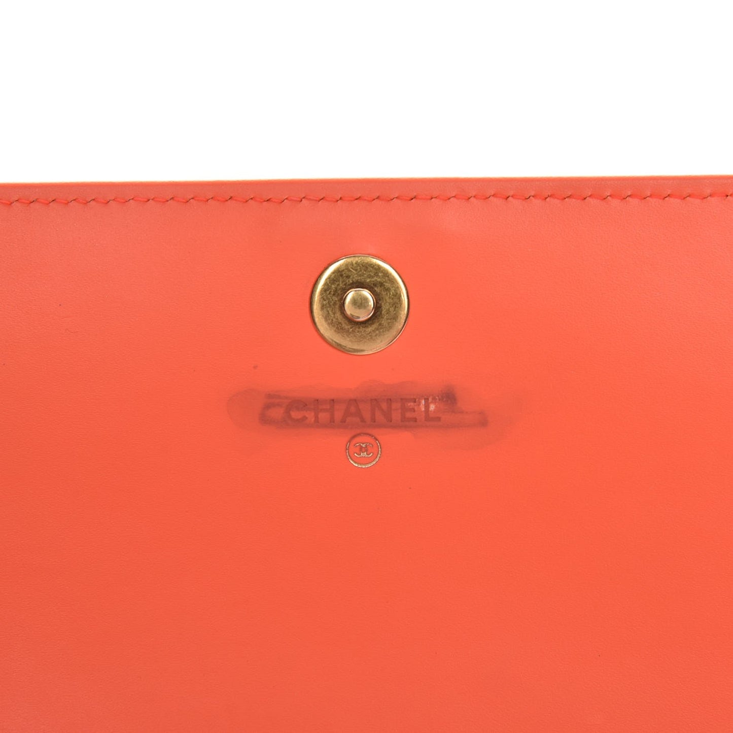 Patent Calfskin Quilted Boy Wallet on Removable Chain Orange