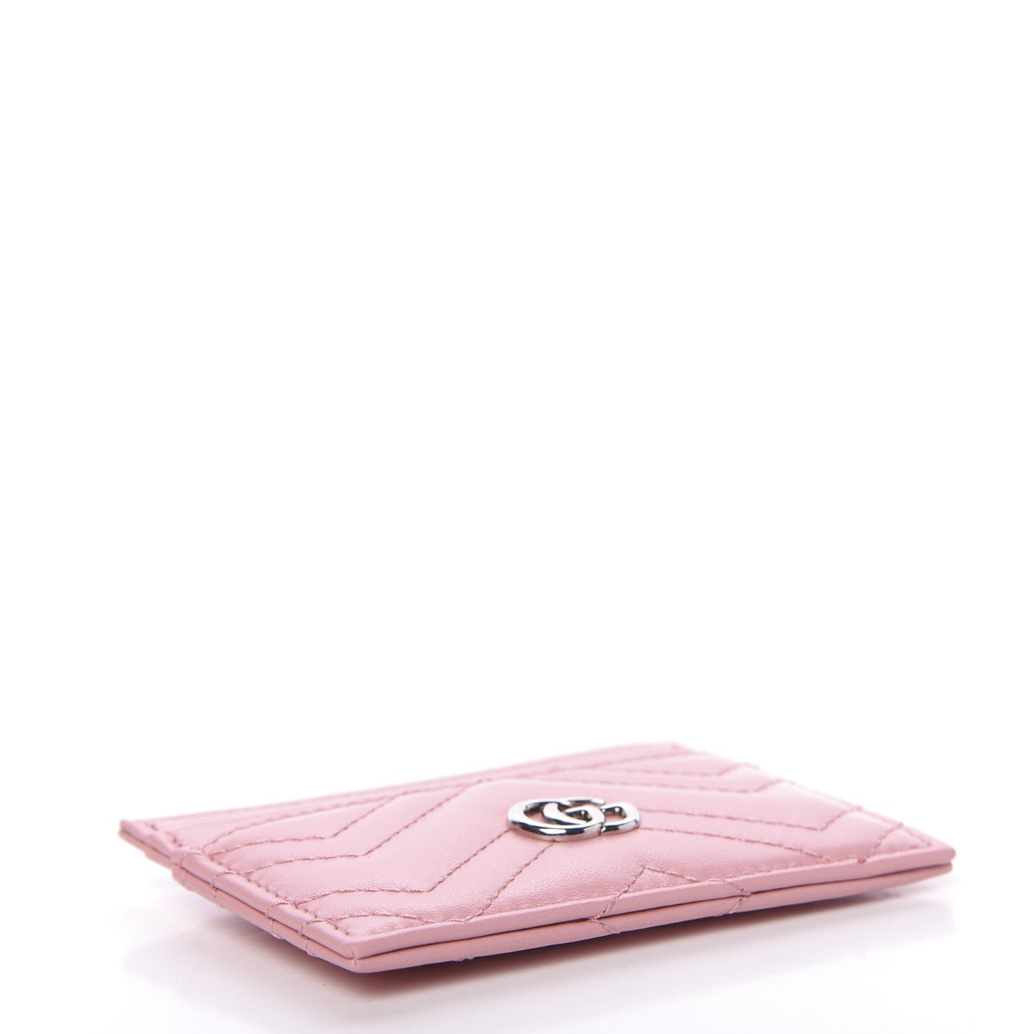 Gucci Calfskin Matelasse GG Marmont Card Holder Wild Rose 4 of 8