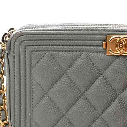 Chanel Caviar Quilted Small Boy Clutch With Chain Grey 17 of 18