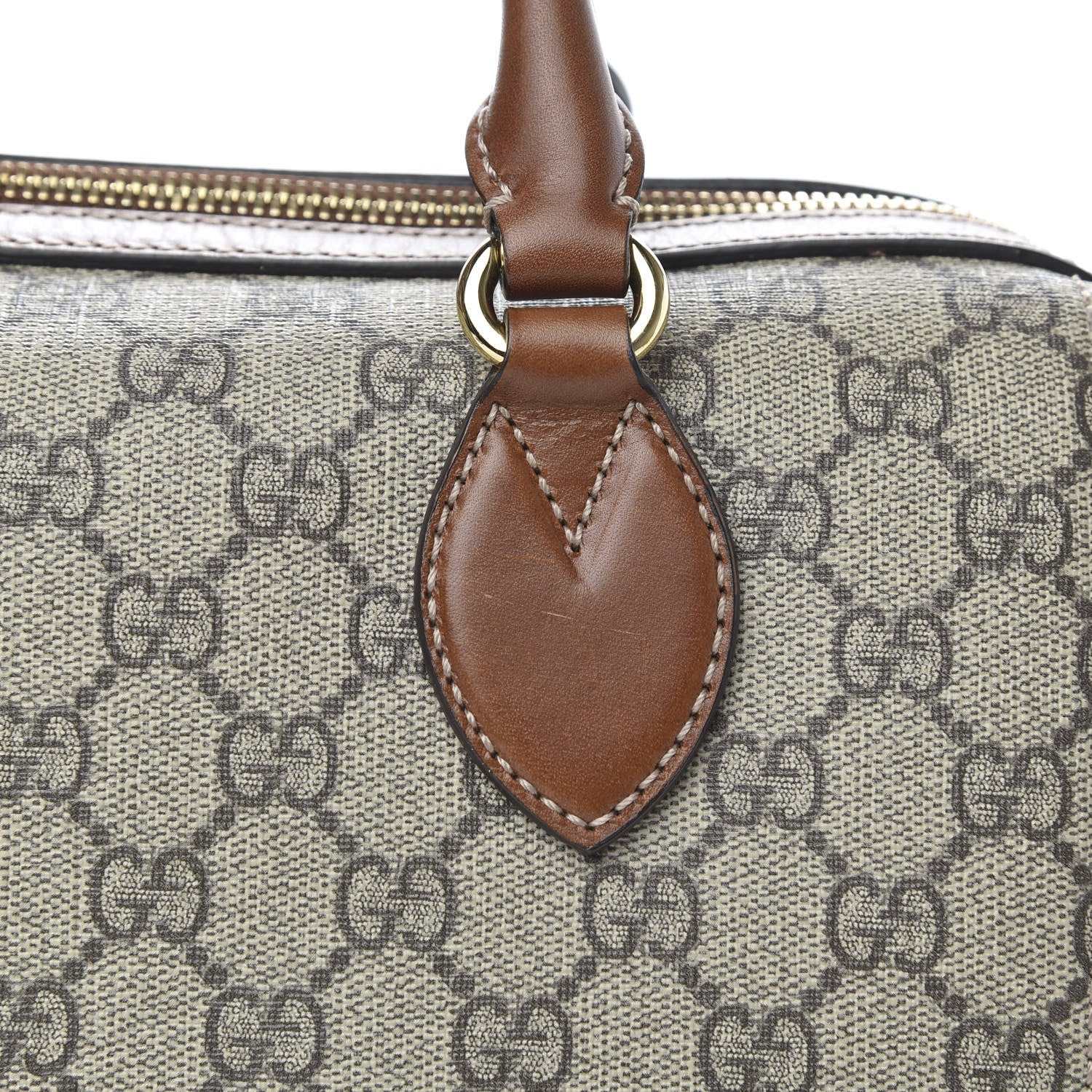 Gucci GG Supreme Monogram Cuoio Toscano Small Boston Beige Ebony Cuir 10 of 10