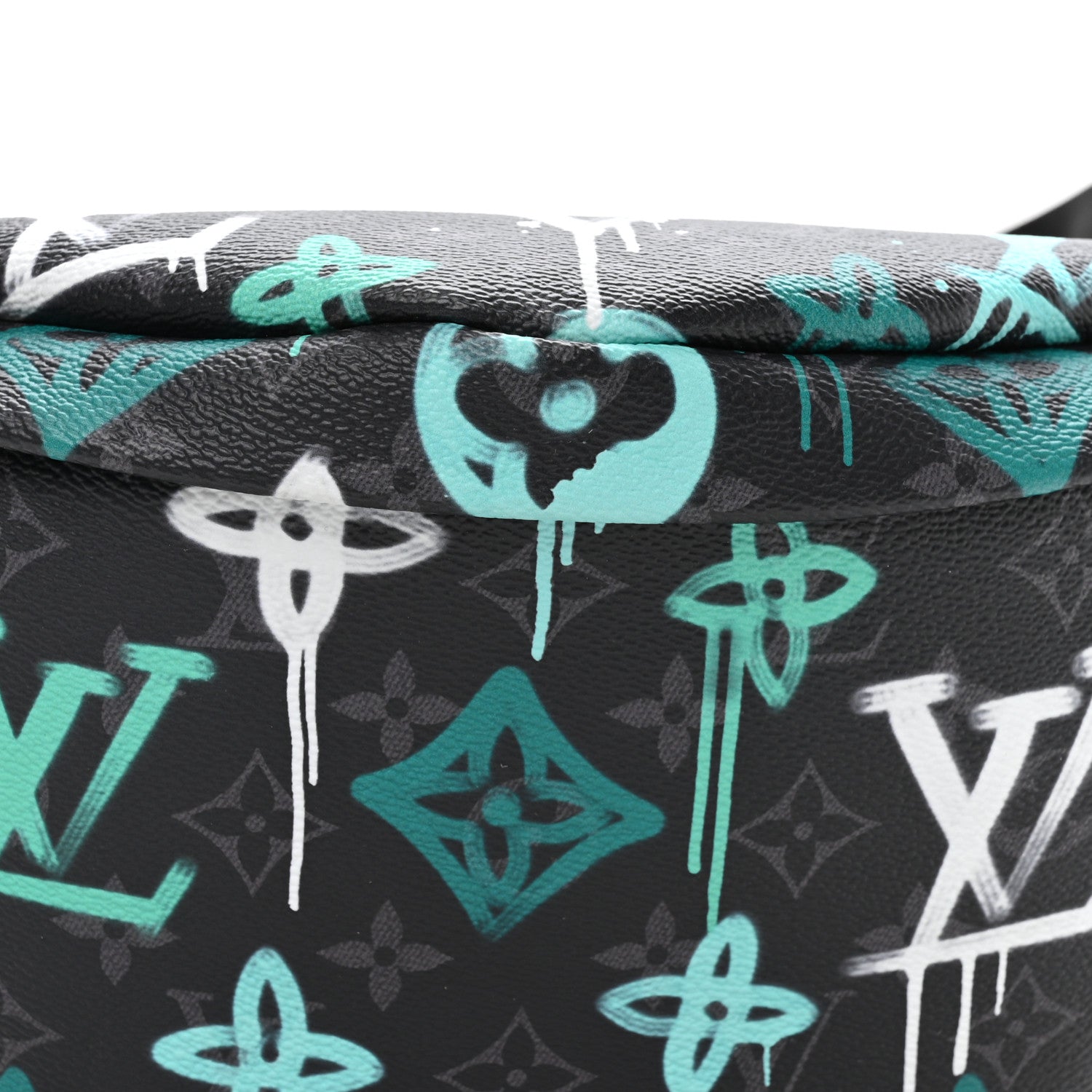 Louis Vuitton Monogram Eclipse LV Graffiti Discovery Bumbag Green Lights 7 of 9