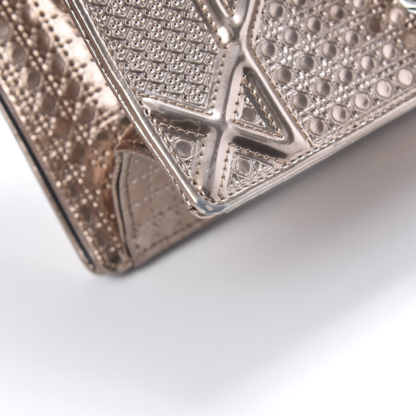 Metallic Patent Micro-Cannage Medium Diorama Flap Bag Pink