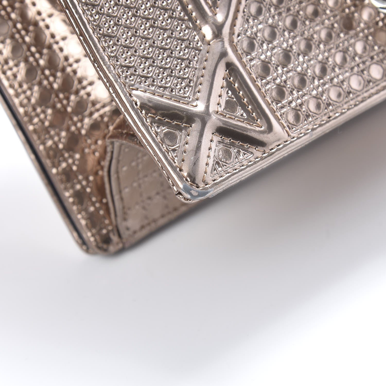 Christian Dior Metallic Patent Micro-Cannage Medium Diorama Flap Bag Pink 14 of 17