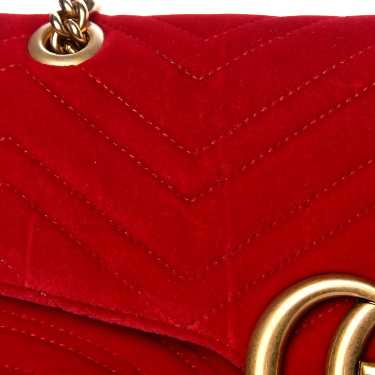 Velvet Matelasse Medium GG Marmont Shoulder Bag Hibiscus Red
