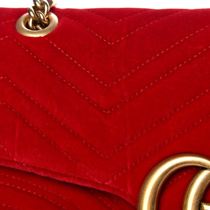 Gucci Velvet Matelasse Medium GG Marmont Shoulder Bag Hibiscus Red 13 of 13