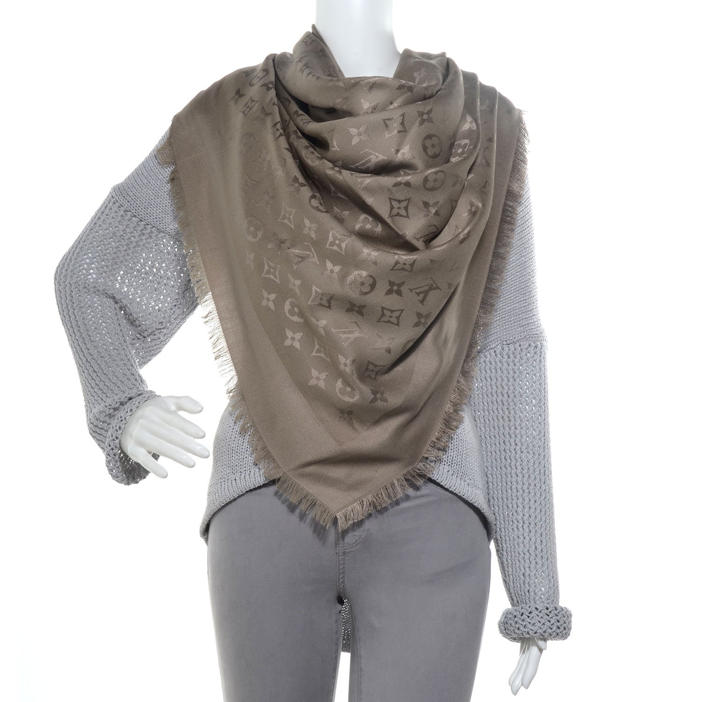 Silk Wool Monogram Shawl Verone