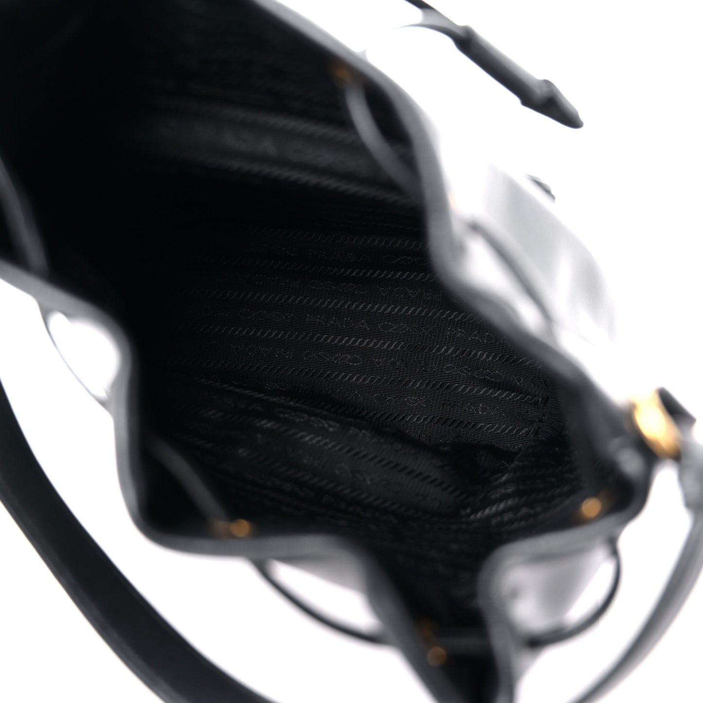 Glace Calfskin Embossed Secchiello Bucket Bag Black