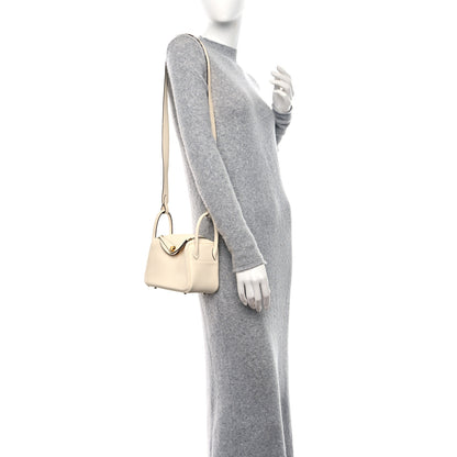 Hermes Taurillon Clemence Mini Lindy 20 Craie 2 of 12