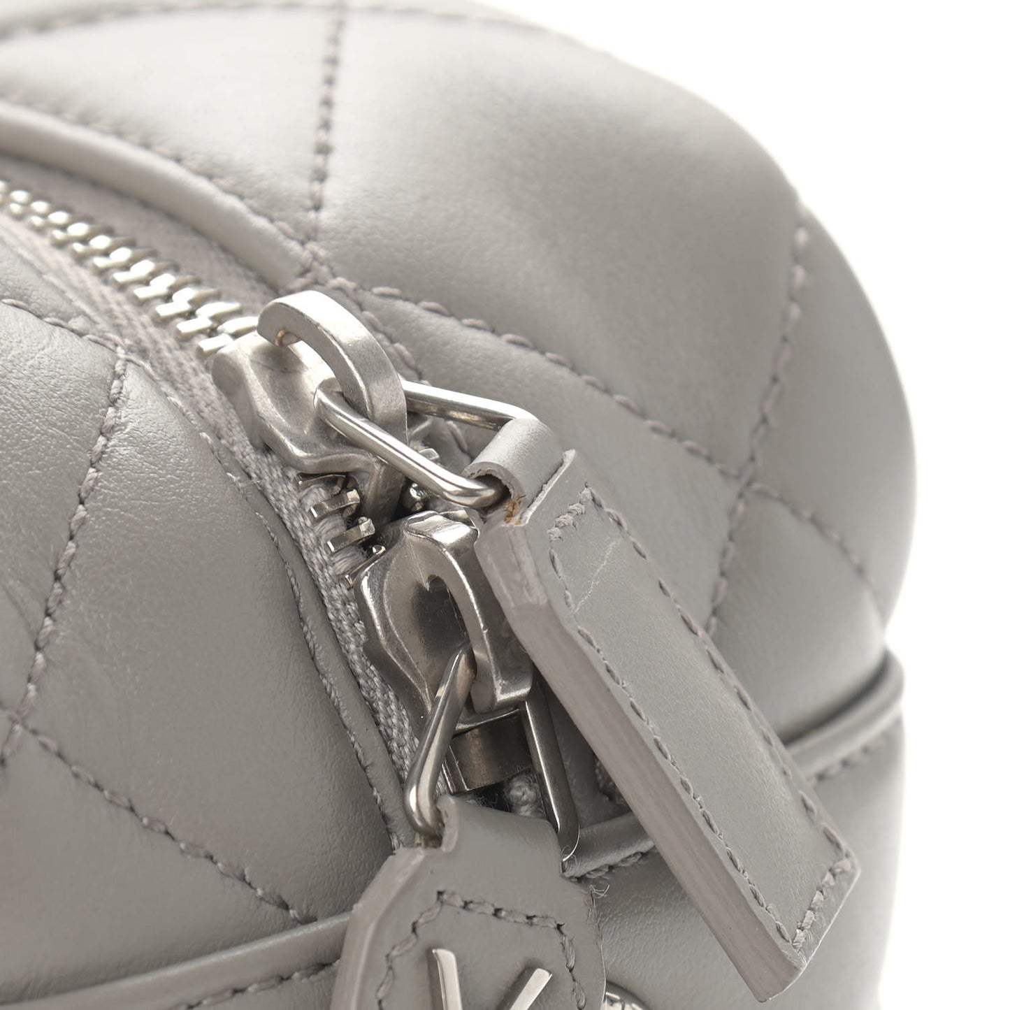 Calfskin Y Quilted Monogram Small Loulou Bowling Bag Light Gray