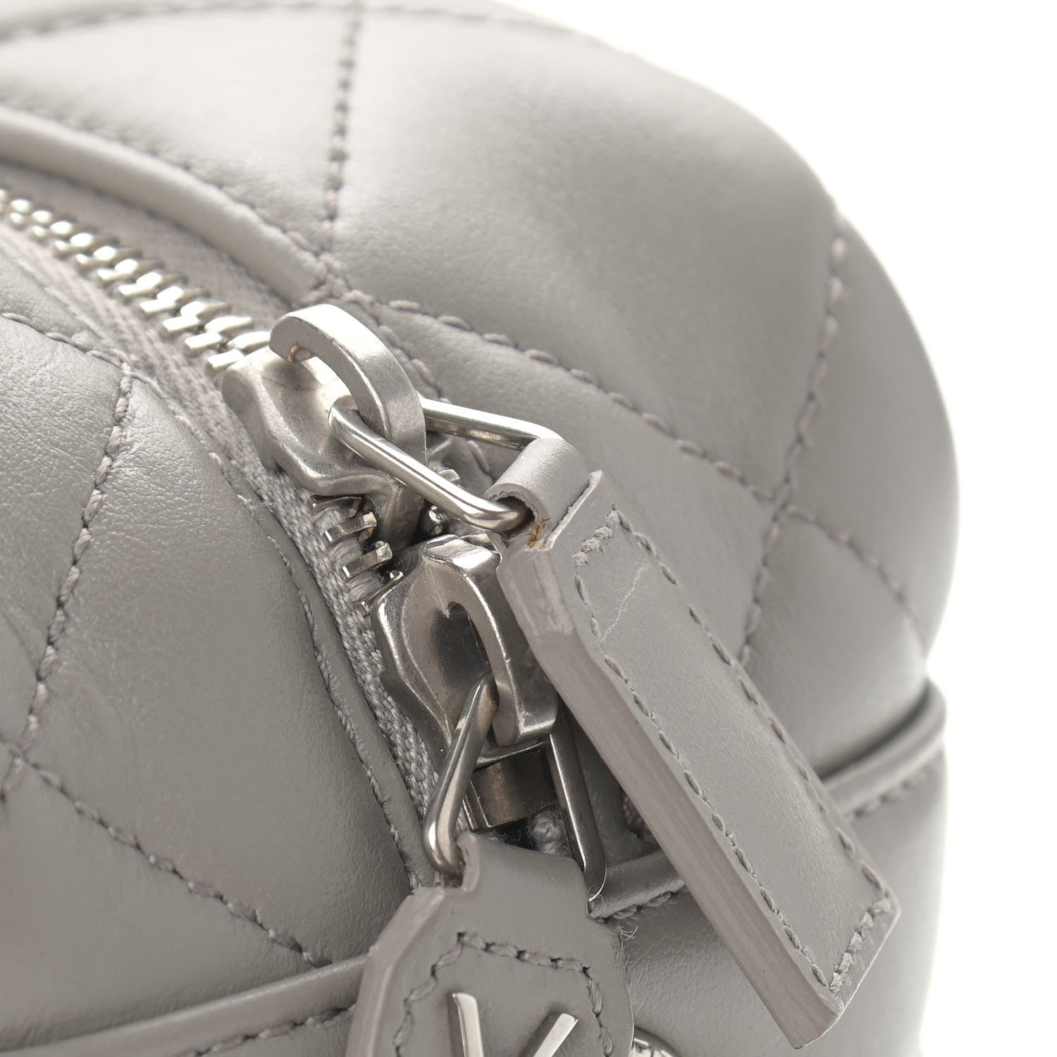 Saint Laurent Calfskin Y Quilted Monogram Small Loulou Bowling Bag Light Gray 16 of 16