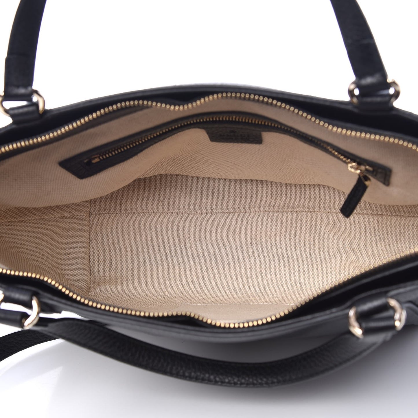 Pebbled Calfskin Small Soho Top Handle Bag Black