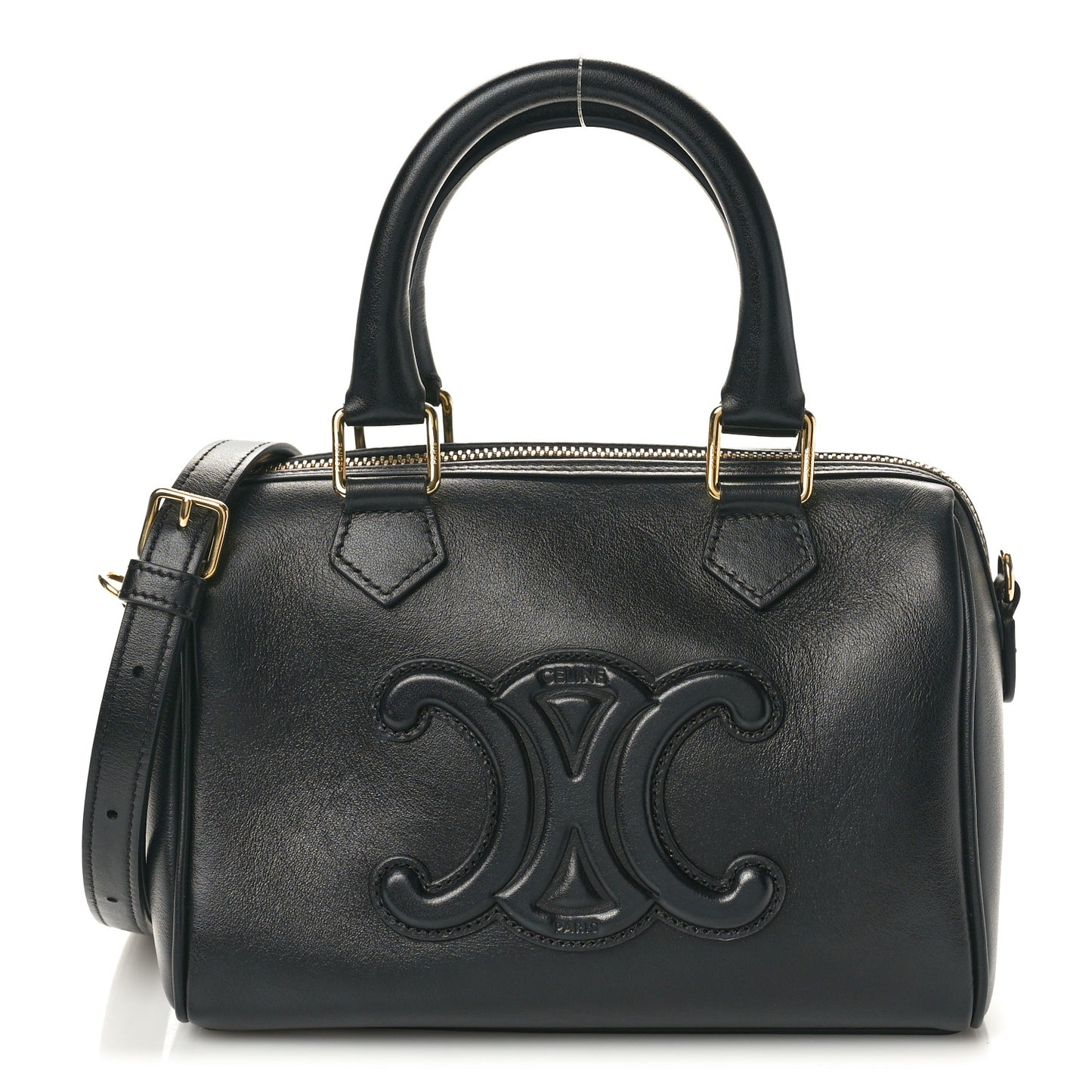 Smooth Calfskin Triomphe Small Boston Bag Black